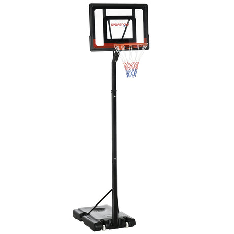 SPORTNOW 2.1-2.6m Adjustable Basketball Hoop and Basketball Stand w/ Sturdy Backboard and Weighted Base, Portable on Wheels-0