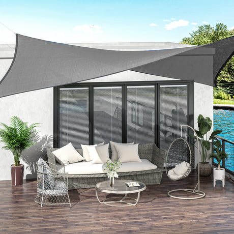 Outsunny 4 x 3m Sun Shade Sail Rectangle Canopy Outdoor Sunscreen Awning with Mounting Ropes for Garden, Patio, Party, UV Protection, Charcoal Grey-1
