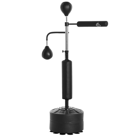 3-in-1 Boxing Punching Bag Stand with 2 Speedballs, 360° Relax Bar, & PU-Wrapped Bag & Adjustable Height-0