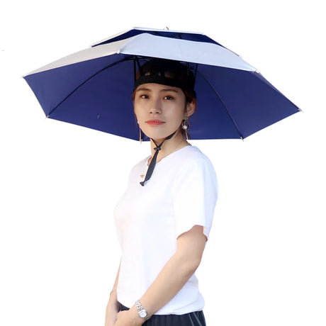 Portable Rain Umbrella Hat Army Green Foldable Outdoor Pesca Sun Shade Waterproof Camping Fishing Headwear Cap Beach Head Hats-7