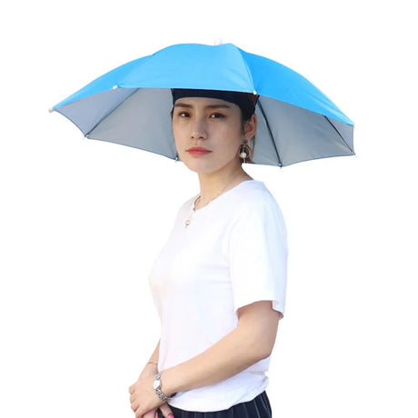 Portable Rain Umbrella Hat Army Green Foldable Outdoor Pesca Sun Shade Waterproof Camping Fishing Headwear Cap Beach Head Hats-13