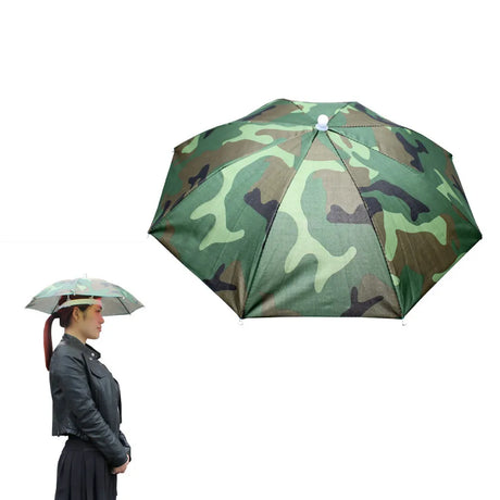 Portable Rain Umbrella Hat Army Green Foldable Outdoor Pesca Sun Shade Waterproof Camping Fishing Headwear Cap Beach Head Hats-23