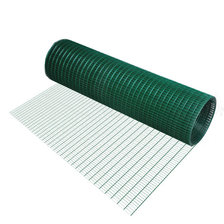 PVC Coated Welded Wire Mesh Fencing Chicken Poultry Aviary Fence Run Hutch Pet Rabbit 30m Dark Green-0