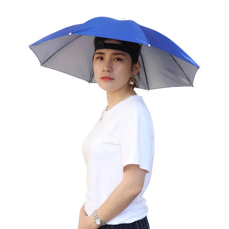 Portable Rain Umbrella Hat Army Green Foldable Outdoor Pesca Sun Shade Waterproof Camping Fishing Headwear Cap Beach Head Hats-14