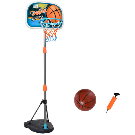 Kids Height Adjustable Aluminium Basketball Hoop Stand w/ Ball-0