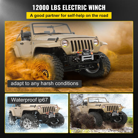 VEVOR Truck Winch 12000lbs Electric Winch 85ft/26m Steel Cable 12V Power Winch Jeep Winch with Wireless Remote Control and Powerful Motor for UTV ATV & Jeep Truck and Wrangler in Car Lift-0
