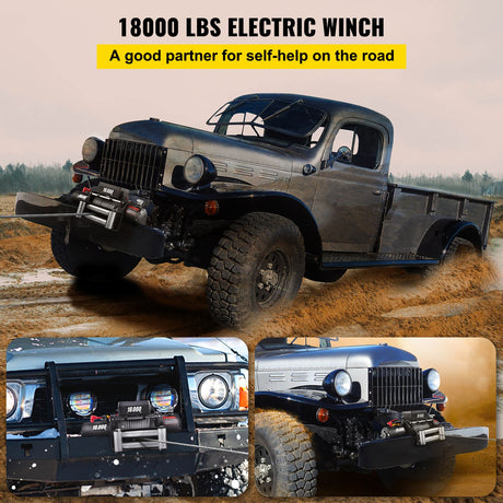 VEVOR Truck Winch 18000lbs Electric Winch Cable Steel 12V Power Winch with Wireless Remote Control and Powerful Motor for UTV ATV-0