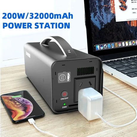 220V 200W Portable Solar Generator Power Station 32000mAh USB AC External Spare Battery Power Supply Charger For Outdoor Camping-0