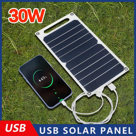 Solar Panel 30W With USB Waterproof Outdoor Hiking And Camping Portable Battery Mobile Phone Charging Bank  Charging Panel  6.8V-0