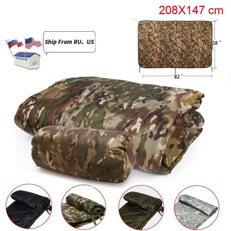 Tactical Army Poncho Liner Camouflage Water Repellent Woobie Quilted Blanket Suitable for Camping, Shooting, Hunting-0