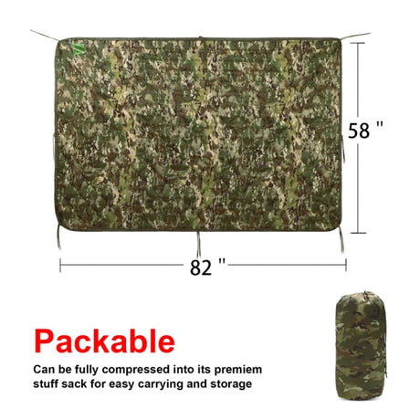 Tactical Army Poncho Liner Camouflage Water Repellent Woobie Quilted Blanket Suitable for Camping, Shooting, Hunting-13
