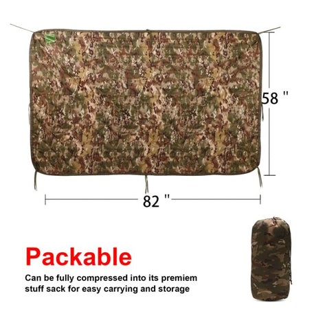 Tactical Army Poncho Liner Camouflage Water Repellent Woobie Quilted Blanket Suitable for Camping, Shooting, Hunting-8