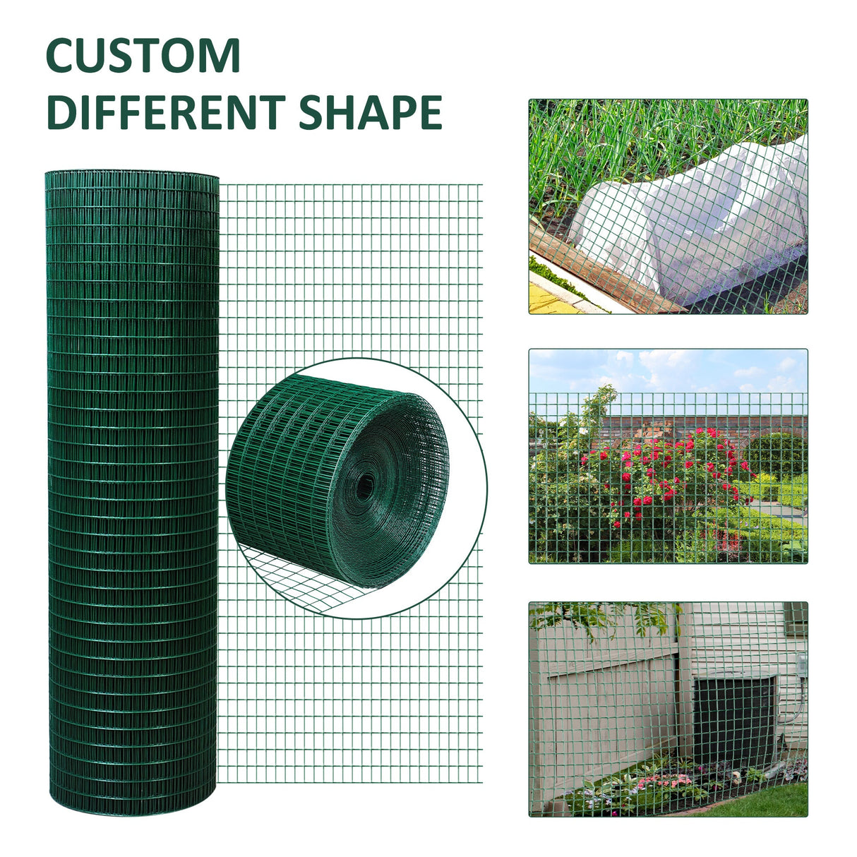 PVC Coated Welded Wire Mesh Fencing Chicken Poultry Aviary Fence Run Hutch Pet Rabbit 30m Dark Green-4