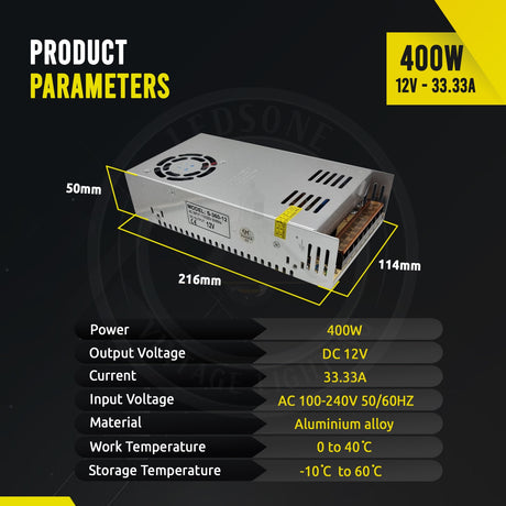 IP20 400W 33A  DC12V Constant Voltage LED Transformer~3352-1