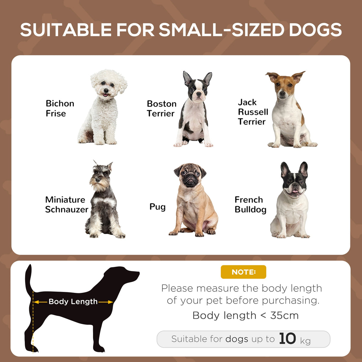 PawHut Raised Dog Bed Waterproof Elevated Pet Cot with Breathable Mesh UV Protection Canopy Coffee, for Small Dogs, 61 x 46 x 62cm-3