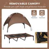 PawHut Raised Dog Bed Waterproof Elevated Pet Cot with Breathable Mesh UV Protection Canopy Coffee, for XXL Dogs, 122 x 92 x 108cm-5