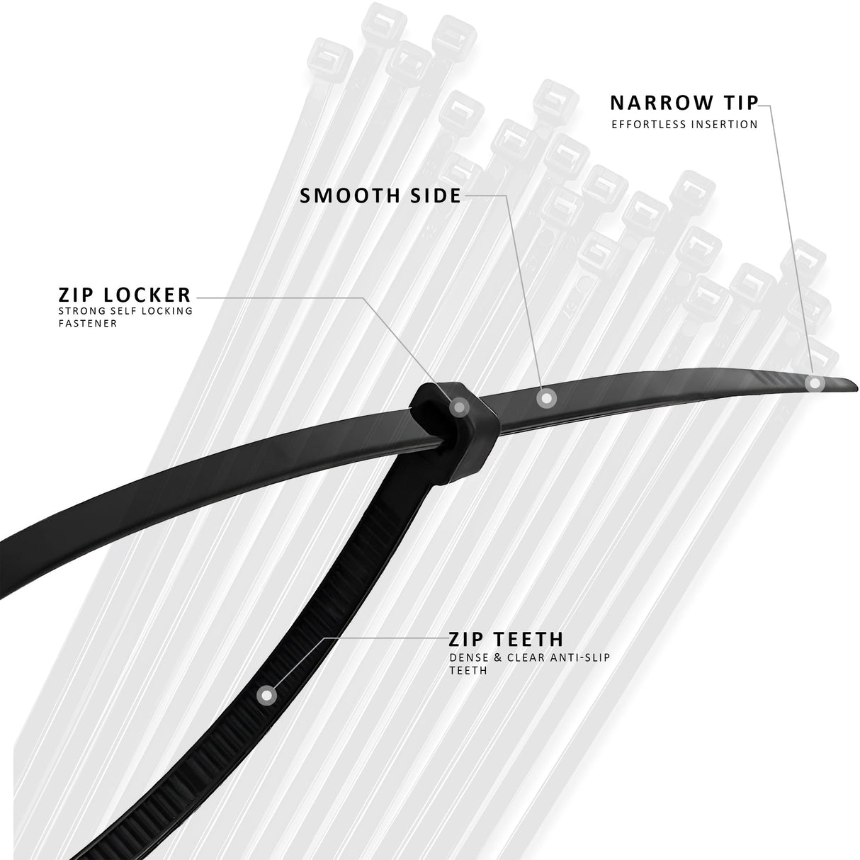 Black Cable Ties Self Locking Heavy Nylon Wire Wrap Zip Ties ~5359-7