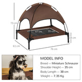 PawHut Raised Dog Bed Waterproof Elevated Pet Cot with Breathable Mesh UV Protection Canopy Coffee, for Medium Dogs, 76 x 61 x 73cm-2