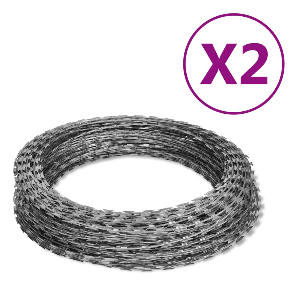 vidaXL Razor Wire Garden Helical Wire Fence Concertina Wire Galvanized Steel-20