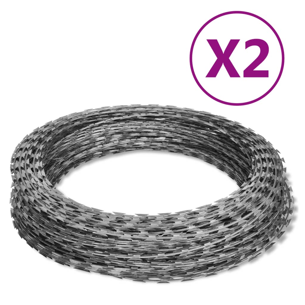 vidaXL Razor Wire Garden Helical Wire Fence Concertina Wire Galvanized Steel-23