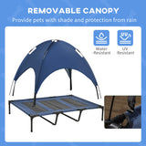 PawHut Raised Dog Bed Waterproof Elevated Pet Cot with Breathable Mesh UV Protection Canopy Blue, for XL Dogs, 122 x 92 x 108cm-5