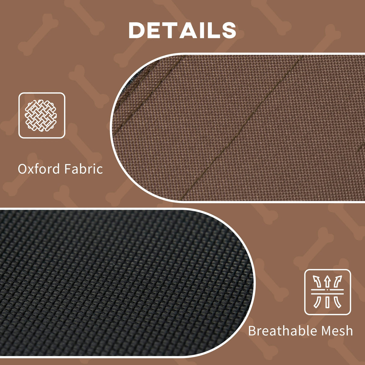 PawHut Raised Dog Bed Waterproof Elevated Pet Cot with Breathable Mesh UV Protection Canopy Coffee, for Small Dogs, 61 x 46 x 62cm-4