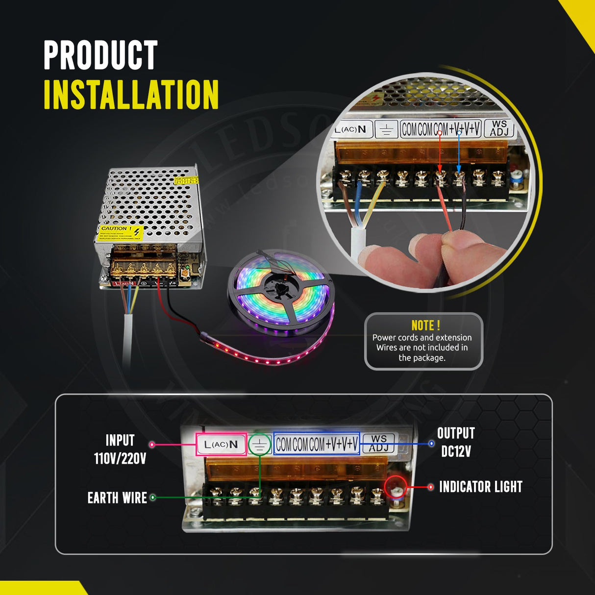 IP20 400W 33A  DC12V Constant Voltage LED Transformer~3352-2