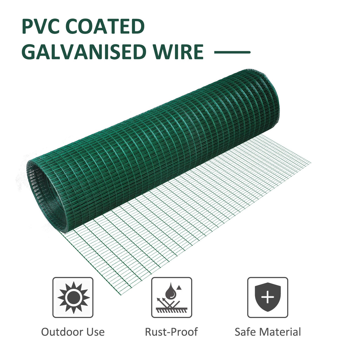 PVC Coated Welded Wire Mesh Fencing Chicken Poultry Aviary Fence Run Hutch Pet Rabbit 30m Dark Green-6