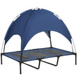 PawHut Raised Dog Bed Waterproof Elevated Pet Cot with Breathable Mesh UV Protection Canopy Blue, for XL Dogs, 122 x 92 x 108cm-0
