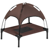 PawHut Raised Dog Bed Waterproof Elevated Pet Cot with Breathable Mesh UV Protection Canopy Coffee, for Small Dogs, 61 x 46 x 62cm-0