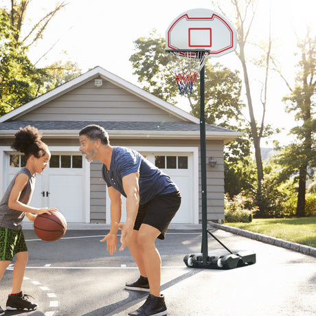 Portable Basketball Stand Net Hoop W/ Wheels-Black/White-1
