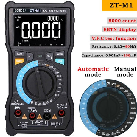 Digital Multimeter Profesional True RMS 8000 Analogue Tester 20A Current DC AC Voltage Capacitance VFC ohm battery Hz test-7