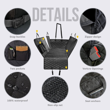 Dog Car Seat Cover For Car Rear Back Seat Waterproof Pet Dog Travel Mat Pet Cat Dog Carrier Dog Car Hammock Cushion Protector-5