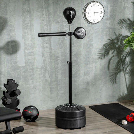 SPORTNOW Free Standing Speed Bag, Height Adjustable Boxing Punching Bag with Stand, Reflex Bar, Punching Pad and Suction Cup Base-1