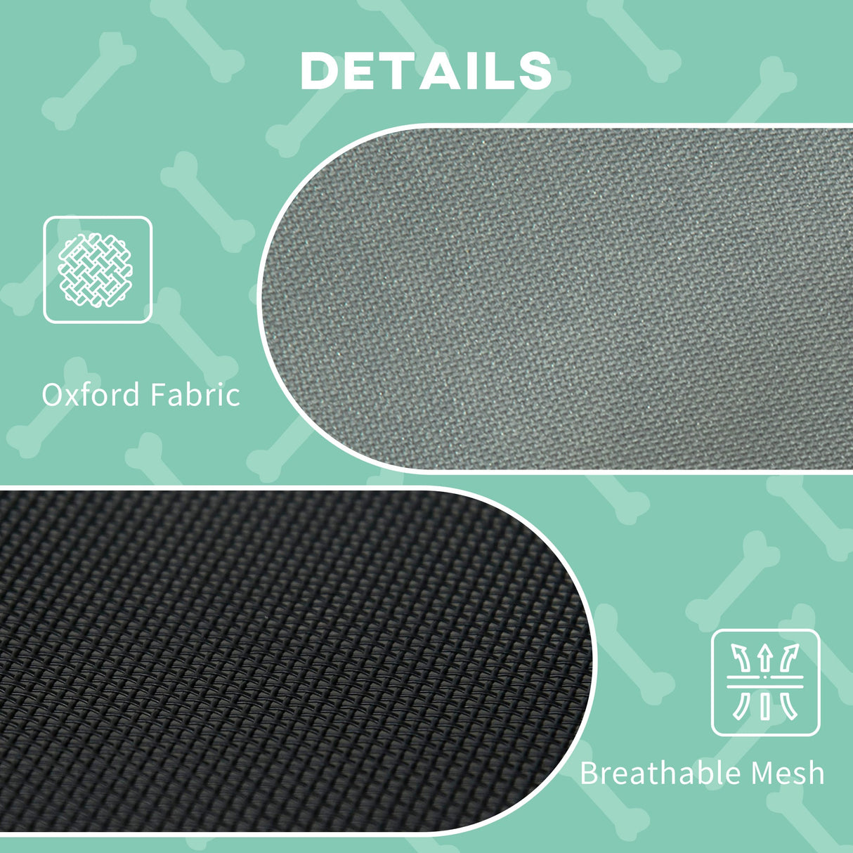 PawHut Raised Dog Bed Waterproof Elevated Pet Cot with Breathable Mesh UV Protection Canopy Grey, for Small & Medium Dogs, 92 x 76 x 90cm-4