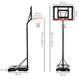 SPORTNOW 2.1-2.6m Adjustable Basketball Hoop and Basketball Stand w/ Sturdy Backboard and Weighted Base, Portable on Wheels-2