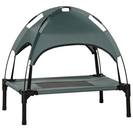 PawHut Elevated Dog Bed Waterproof Elevated Pet Cot with Breathable Mesh UV Protection Canopy Grey, for Small Dogs, 61 x 46 x 62cm-0