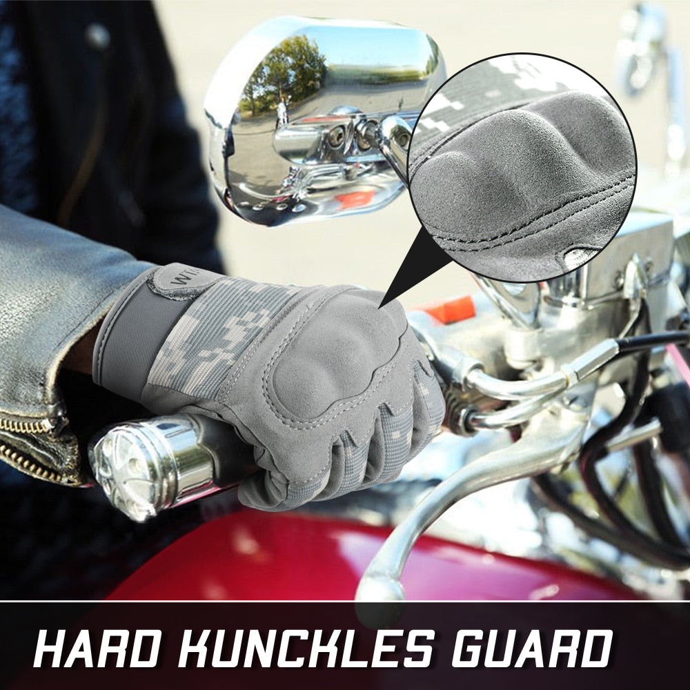 ACU Camouflage Touch Screen Motorcycle Hard Knuckle Full Finger Gloves Moto Motorbike Biker Motocross Riding Protective Gear Men-8