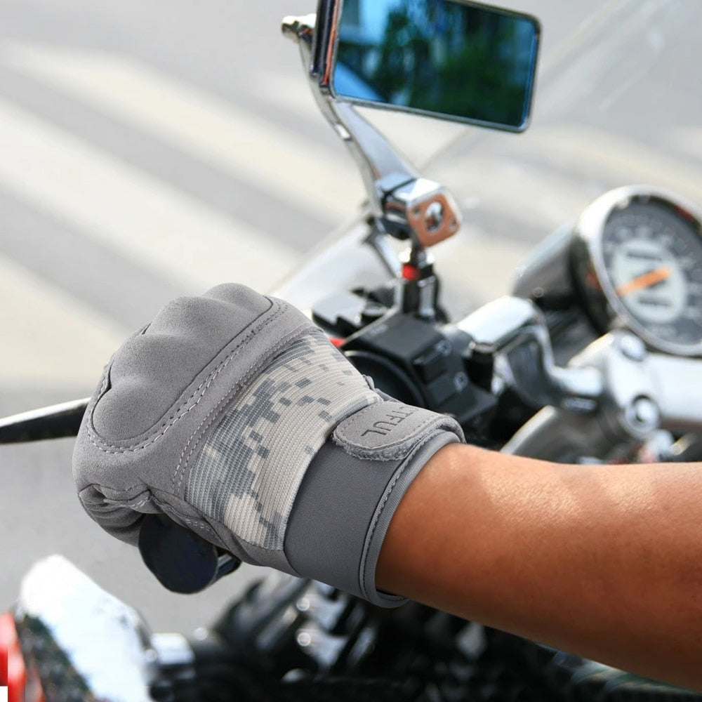 ACU Camouflage Touch Screen Motorcycle Hard Knuckle Full Finger Gloves Moto Motorbike Biker Motocross Riding Protective Gear Men-9