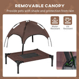 PawHut Raised Dog Bed Waterproof Elevated Pet Cot with Breathable Mesh UV Protection Canopy Coffee, for Small Dogs, 61 x 46 x 62cm-5