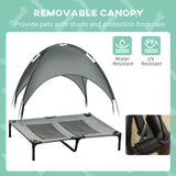 PawHut Raised Dog Bed Waterproof Elevated Pet Cot with Breathable Mesh UV Protection Canopy Grey, for Small & Medium Dogs, 92 x 76 x 90cm-5