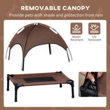 PawHut Raised Dog Bed Waterproof Elevated Pet Cot with Breathable Mesh UV Protection Canopy Coffee, for Medium Dogs, 76 x 61 x 73cm-5