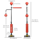 SPORTNOW 140-205cm Inflatable Punch Bag w/ Reaction Bar Challenge, Freestanding Punching Bag Training Equipment w/ Suction Cups, MMA Equipment, Red-2