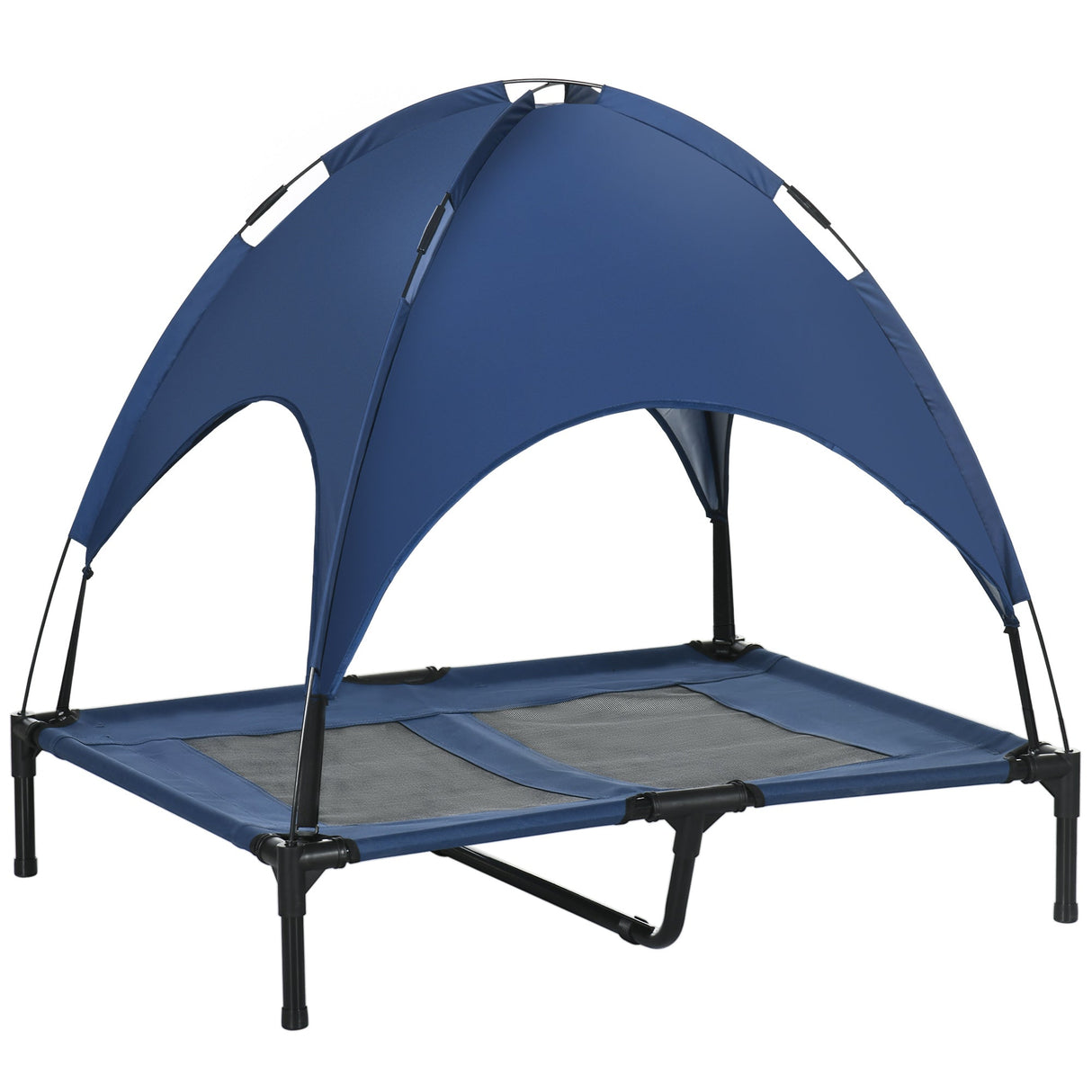 PawHut Raised Dog Bed Waterproof Elevated Pet Cot with Breathable Mesh UV Protection Canopy Blue, for Large Dogs, 92 x 76 x 90cm-0