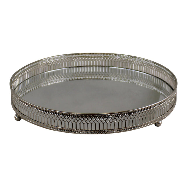 Large Silver Mirror Candle Plate-0