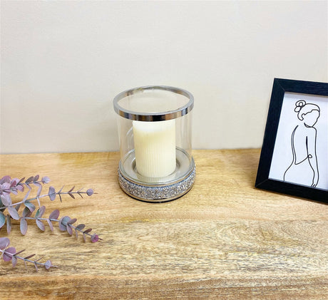Small Sparkly Pillar Candle Holder-1