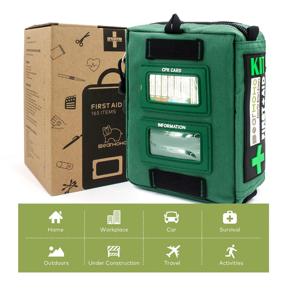 165 Pcs First Aid Kit 3 Section Large Size Portable Emergency Trauma Bag-4