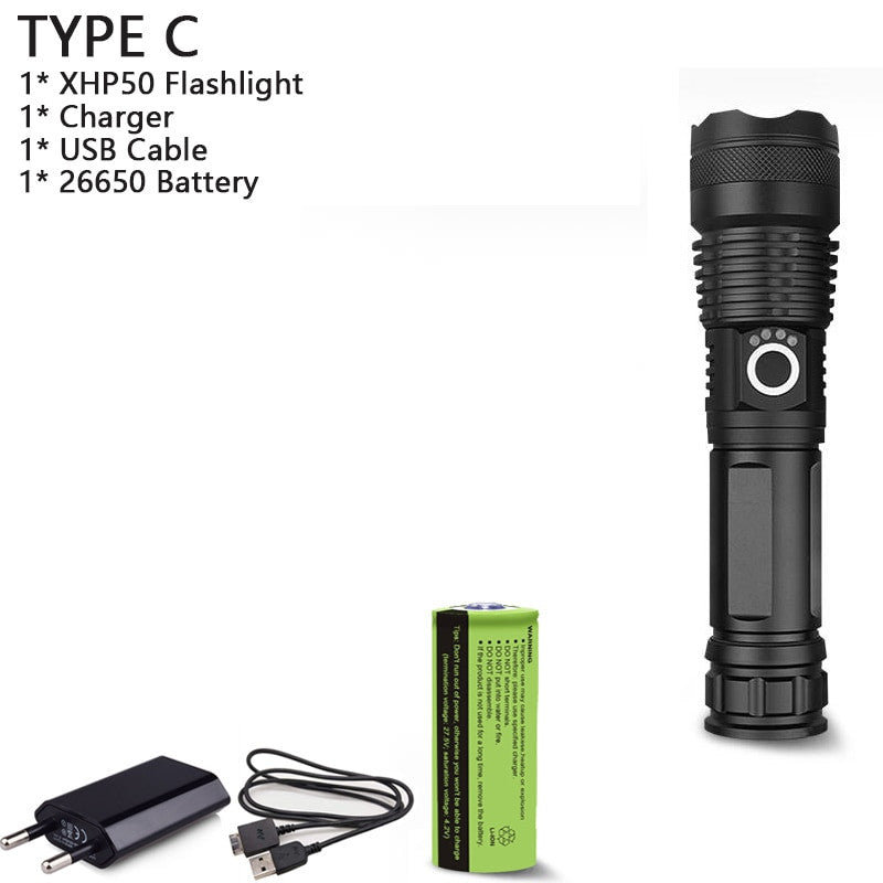 250000cd 1000m XHP90.2 most powerful led flashlight usb Zoom Tactical torch-8