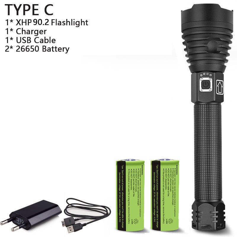 250000cd 1000m XHP90.2 most powerful led flashlight usb Zoom Tactical torch-14