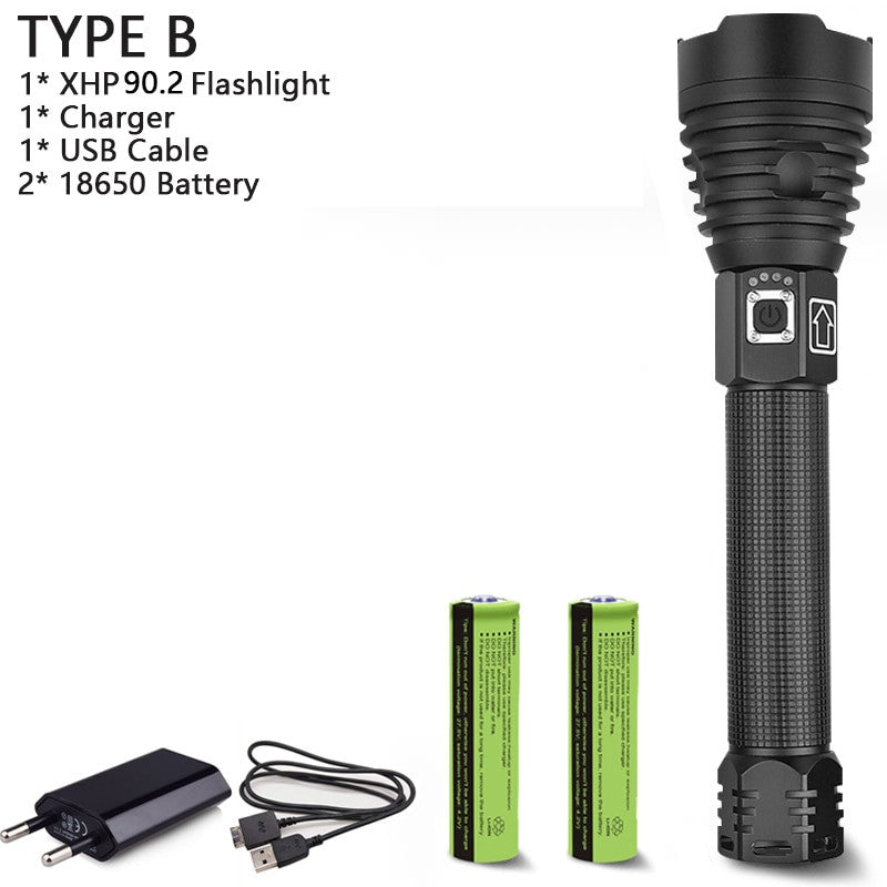 250000cd 1000m XHP90.2 most powerful led flashlight usb Zoom Tactical torch-13